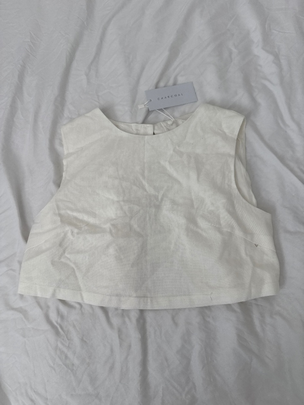 charcoal como linen top  Size 6 US, 8 UK   Details : - color: white  - condition